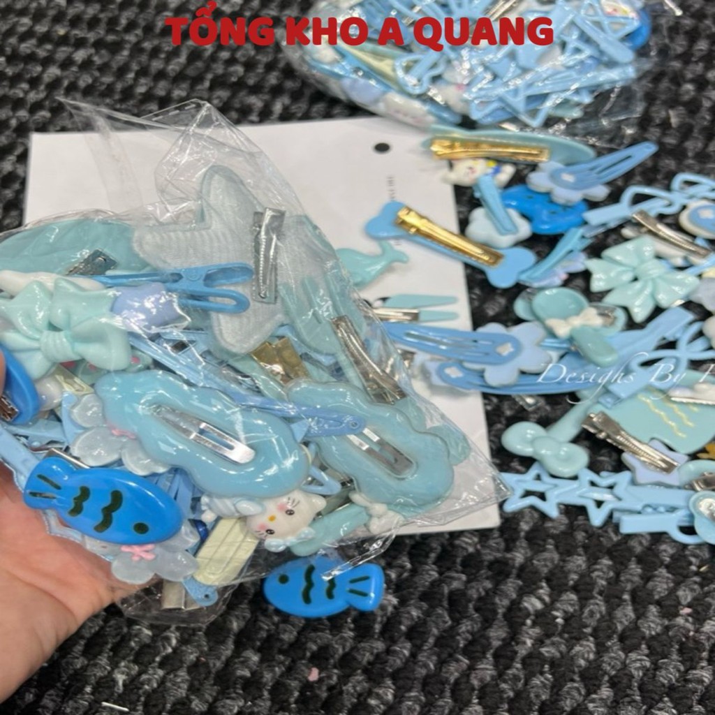 KẸP TÓC XINH CHO BÉ- Set 50 Cái Cặp Tóc Đáng Yêu/Ngôi Sao Hot Trend Siêu Nhiều Dùng Cả Năm Chưa Hết (màu xanh)