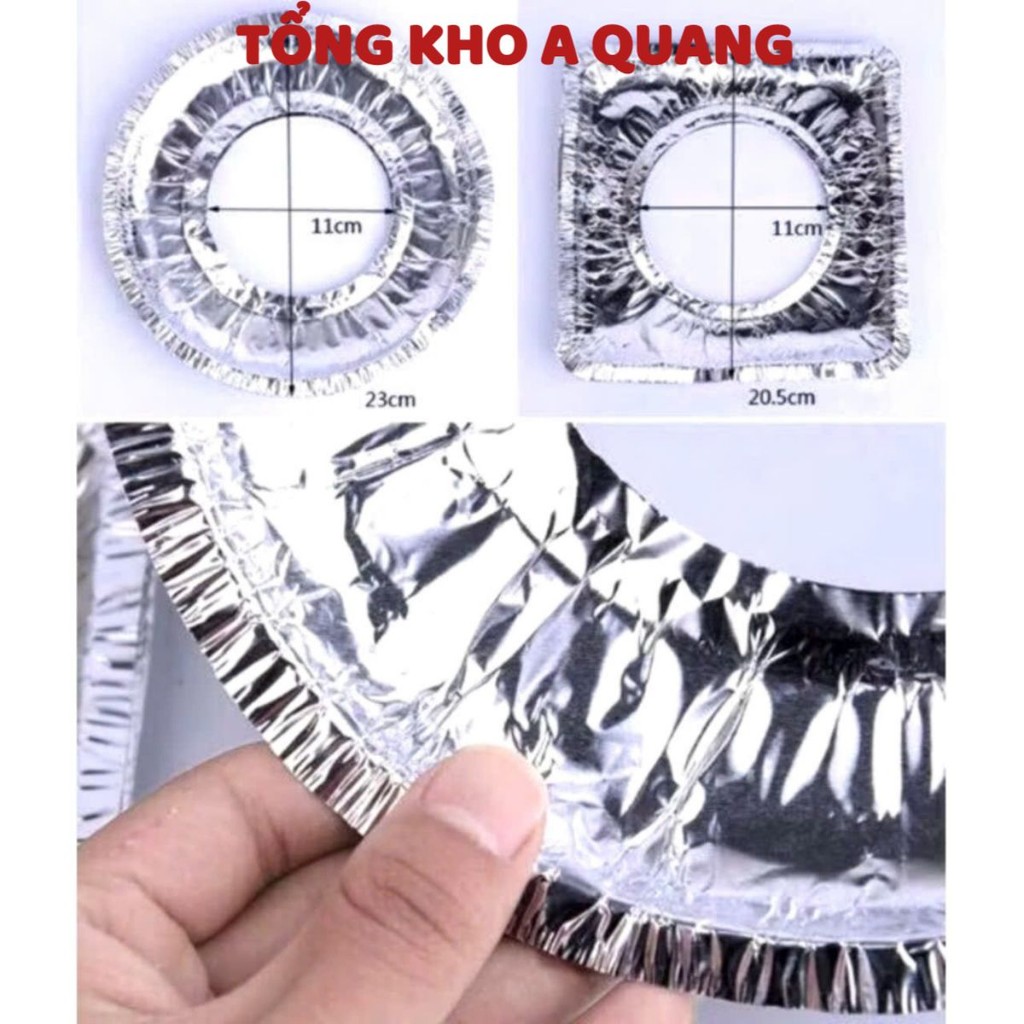 GIẤY BẠC LÓT BẾP HÌNH TRÒN, Set 10 tấm lót bếp ga bằng giấy bạc hình tròn 23cm dễ dàng vệ sinh bếp- BATBACLOTBEP6
