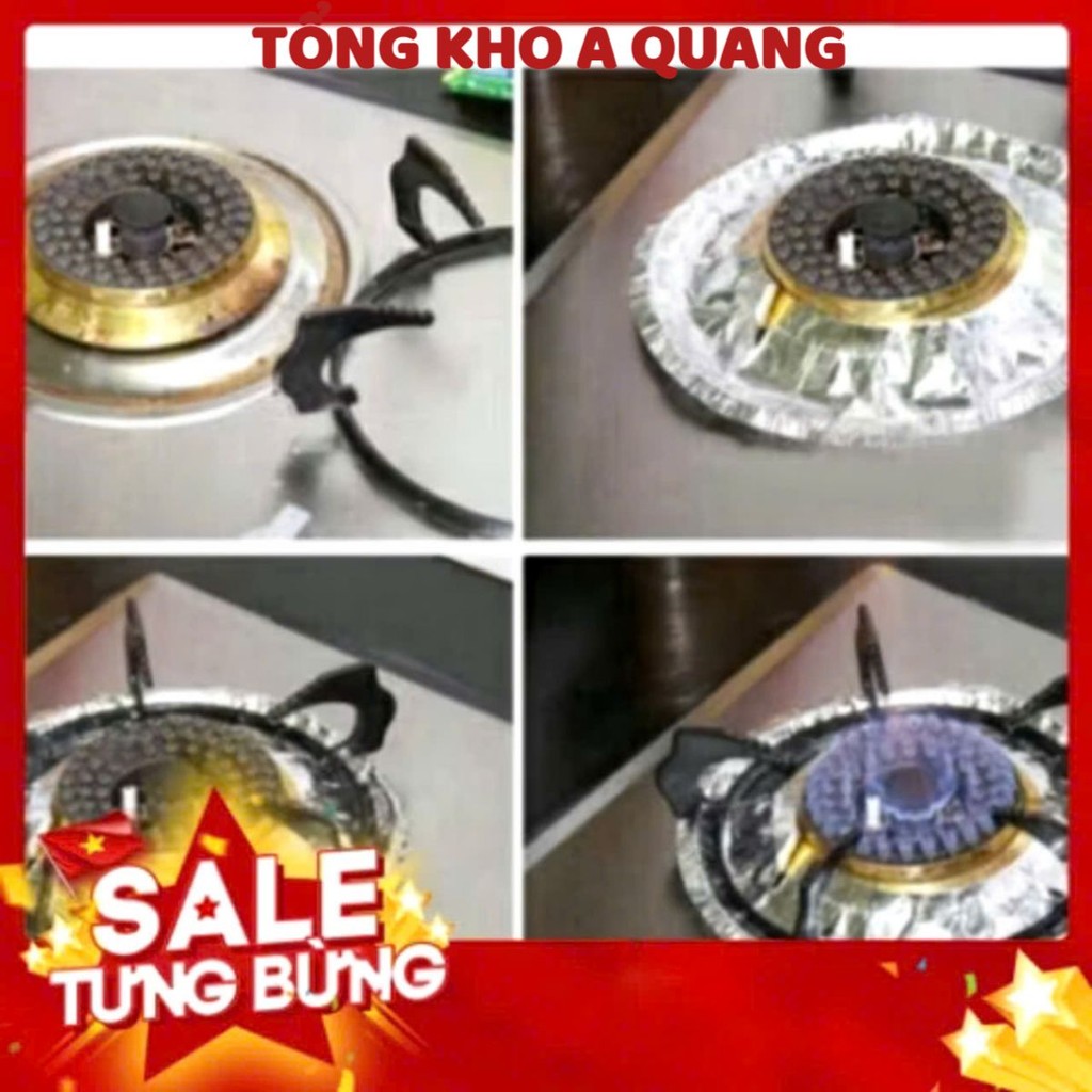 GIẤY BẠC LÓT BẾP HÌNH TRÒN, Set 10 tấm lót bếp ga bằng giấy bạc hình tròn 23cm dễ dàng vệ sinh bếp: GIAYBACLOTBEP87