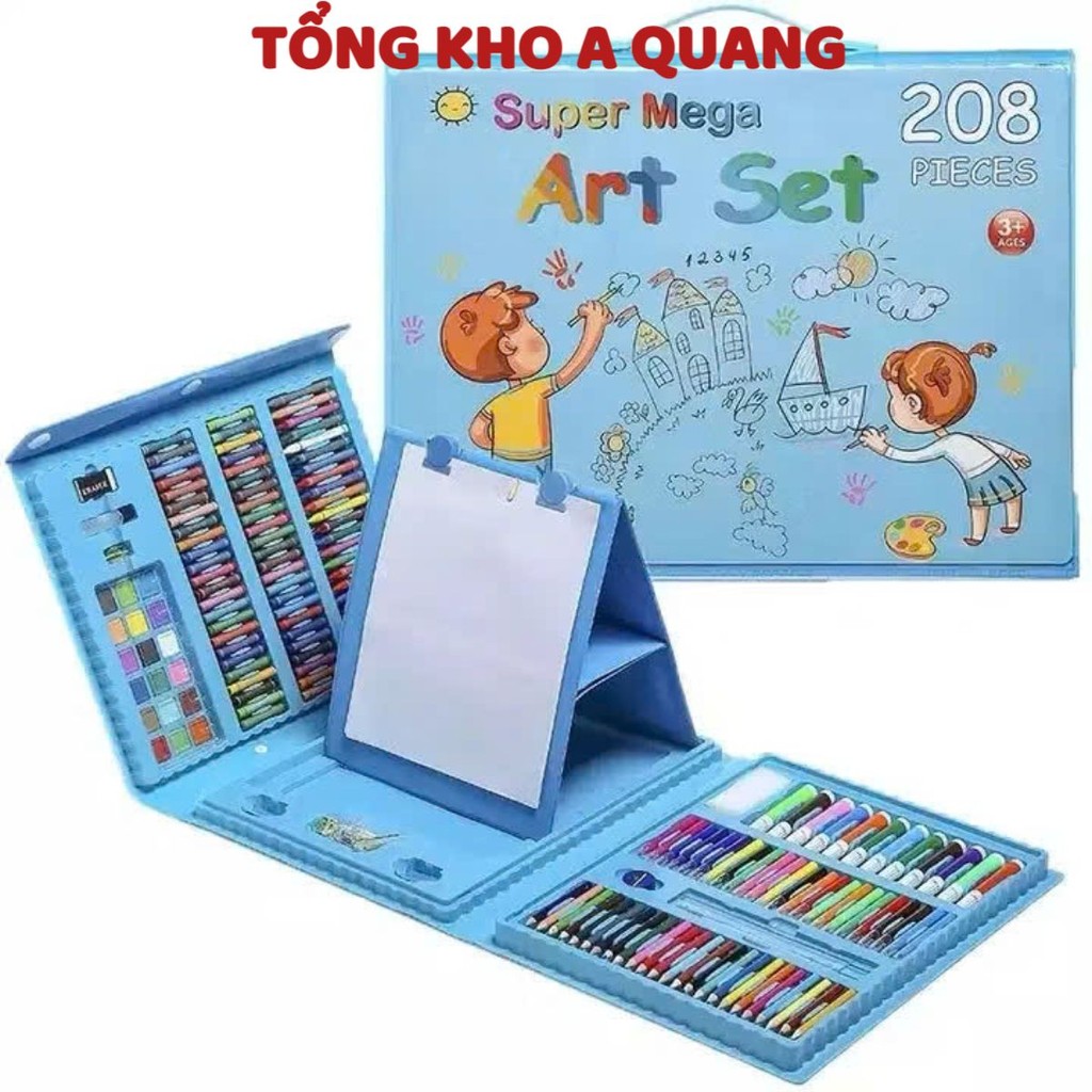 HỘP MÀU 208 CHI TIẾT, Bộ màu vẽ đa năng 208 chi tiết giúp bé học vẽ hiệu quả, hộp màu vẽ đa năng - MA: HOPMAU5