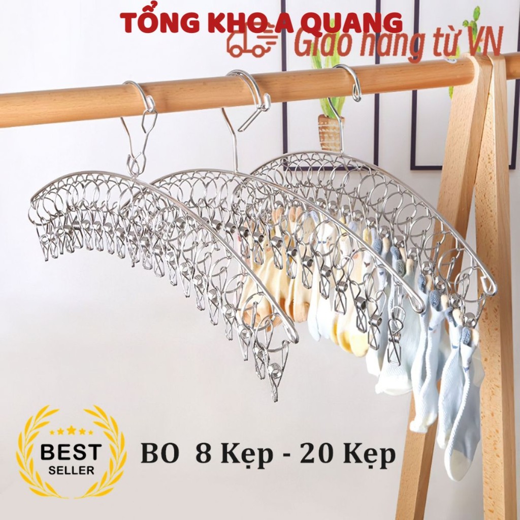 Móc thép không gỉ để treo quần áo trẻ em, khăn tay, tất, đồ lót - MÓC TREO ĐỒ 10 KẸP ĐA NĂNG