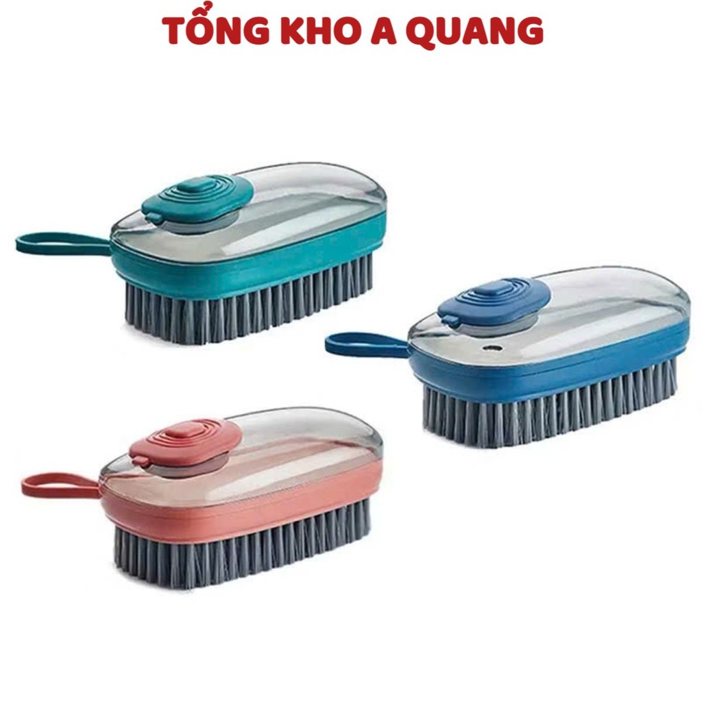 BÀN CHẢI CÓ NGĂN ĐỰNG NƯỚC GIẶT , Bàn chải chà quần áo, giầy, dép, sàn nhà, có ngăn đựng nước giặt tẩy rửa và nút nhấn