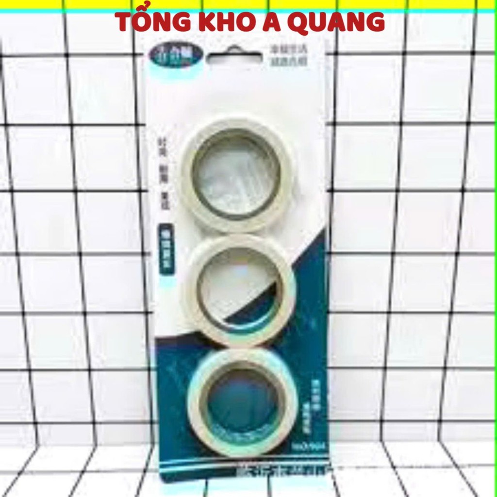 VỈ 3 BĂNG KEO 2 MẶT, SET 3 Cuộn băng dính 2 mặt khổ 0.8cm siêu dính tiện ích dùng trong văn phòng gia đình: BANGDINH14
