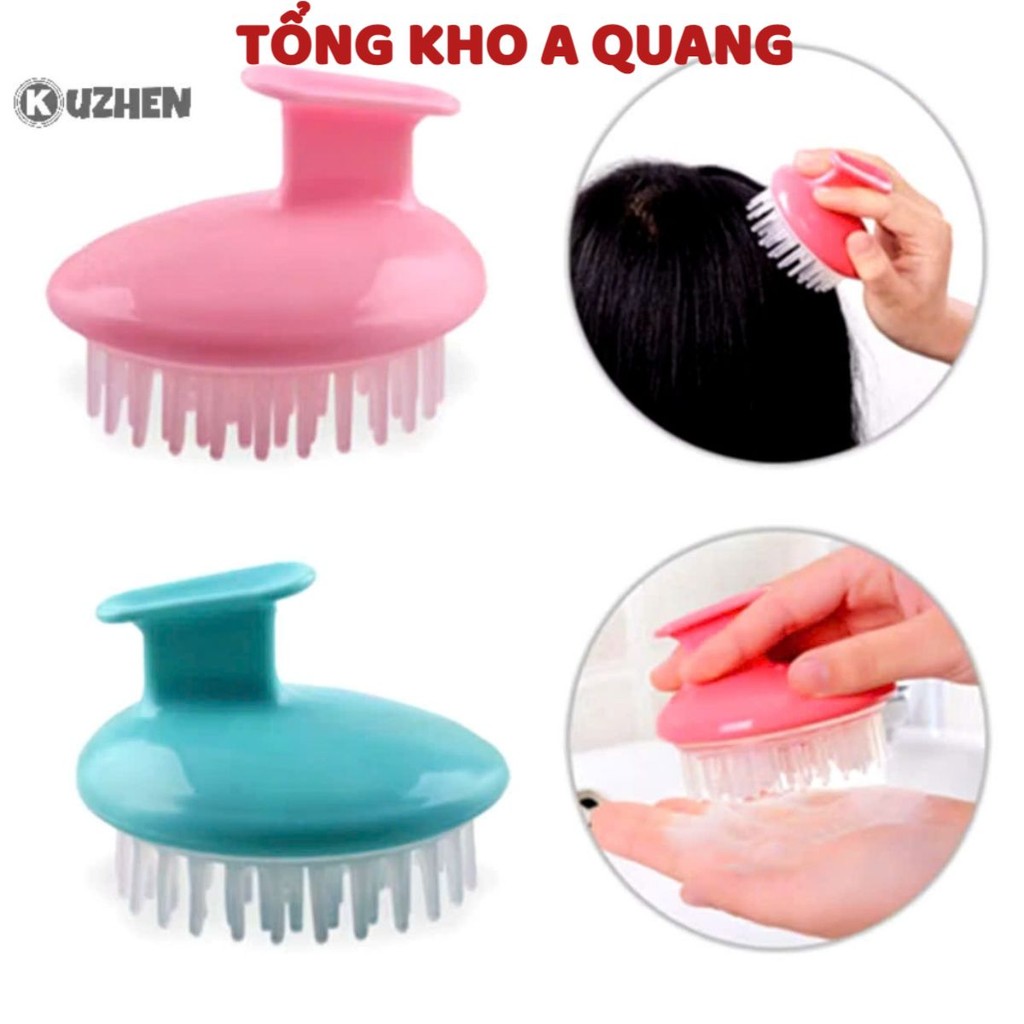 [COMBO 10] LƯỢC MASSAGE SILICON, Lược Gội Đầu Cầm Tay Hình Tròn Bằng Silicon Mềm Mát Xa Da Đầu: LUOCMASSAGE