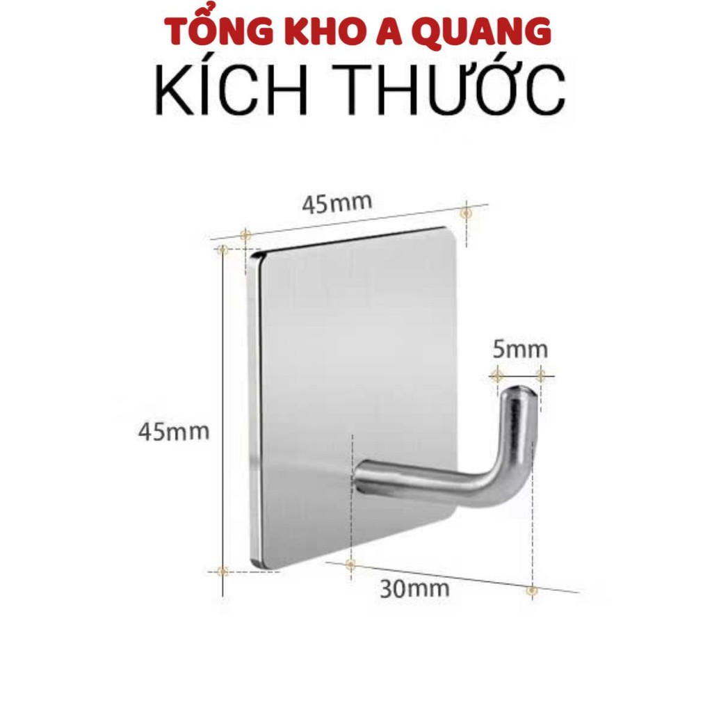 [COMBO 10] Móc số 7 dán tường chịu lực inox 304, móc treo tường siêu dính trong suốt treo đồ đa năng, MÓC INOX