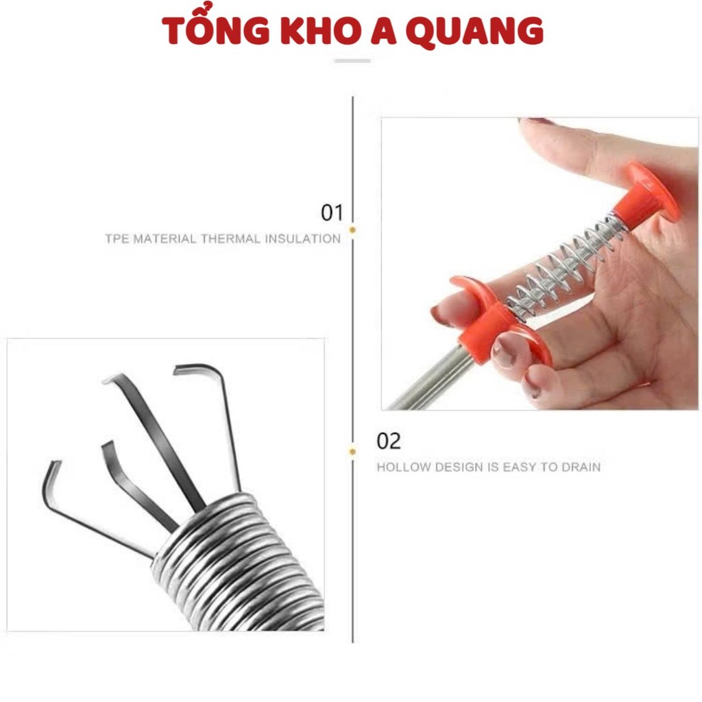 (COMBO 2) Cây gắp, lấy rác cống, Dụng cụ thông bồn cầu có dây kẹp rác, CÂY THÔNG CỐNG CÓ ĐẦU GẮP RÁC - MÃ: THONGCONG509