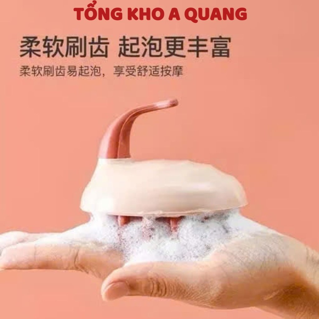 Máy Mát Xa Silicon Da Đầu,Bàn Chải Dầu Gội Massage Đầu Tắm, LƯỢC GỘI ĐẦU MASSAGE TOÀN THÂN - LUOCGOIDAU72