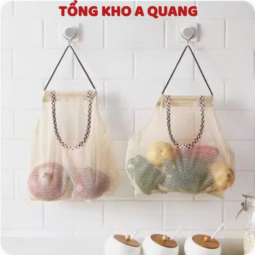 (COMBO 5) TÚI ĐỰNG ĐỒ CHẤT LƯỚI TREO TƯỜNG, Túi đựng hành tỏi màu Vàng, túi đựng mỹ phẩm treo tường tiện lợi - MÃ: TUIT