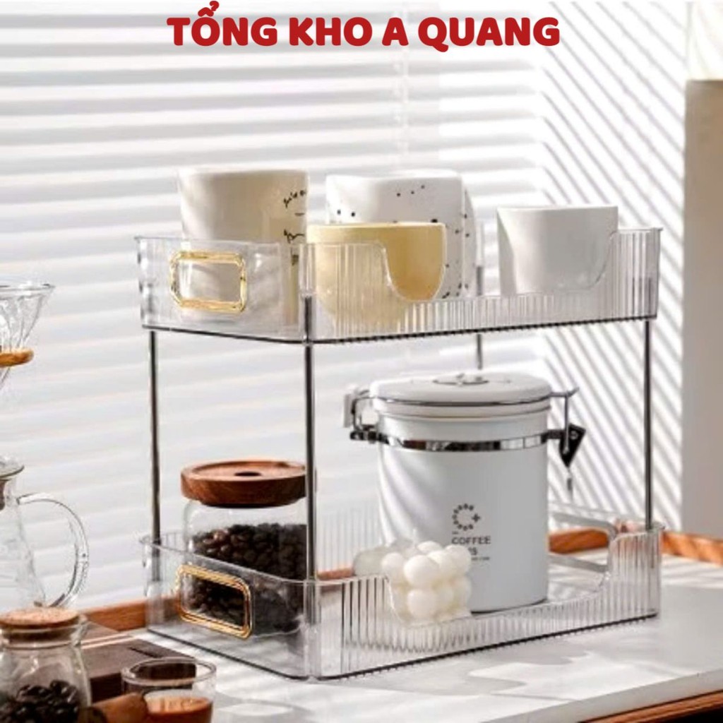KỆ ĐỂ ĐỒ MIKA 2 TẦNG, Kệ để đồ chữ nhật trong suốt 2 tâng nhựa việt nhật cao cấp - KEDEDOMIKA