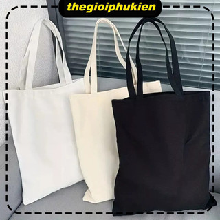 Túi tote, Túi vải bố canvas cotton trơn basic đeo vai đi học đi chơi thời trang hàn quốc đựng vừa A4 - tot196