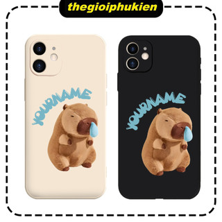 Ốp lưng iphone cạnh vuông in tên theo yêu cầu Capybara chảy mũi 6/8/7/plus/x/xr/xsmax/11/12/13/14/15/16/ pro max - yc196