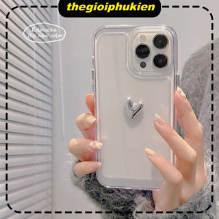 Ốp lưng iphone trong suốt siêu dày trái tim màu bạc dành cho ip 6/7/8/plus/x/xr/xs/11/12/13/14/15/16/pro max - xx2108