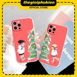 Ốp lưng iphone cạnh vuông bảo vệ camera Cặp đôi cây thông Noel dành cho ip 6 đến 17promax - ng450