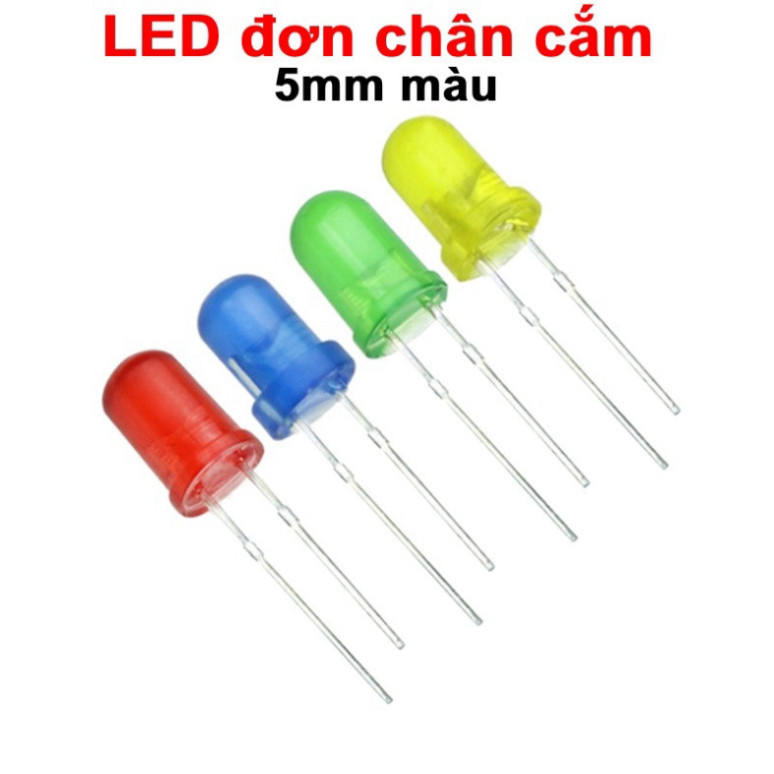 (20 Con) LED đơn chân cắm 5mm màu (xanh lá/đỏ/xanh dương/vàng) | Shopee ...