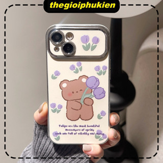 Ốp lưng iphone khung camera mạ kim Tulip bear dành cho ip 6/7/8/plus/x/xr/xs/11/12/13/14/15/pro max - kl2003