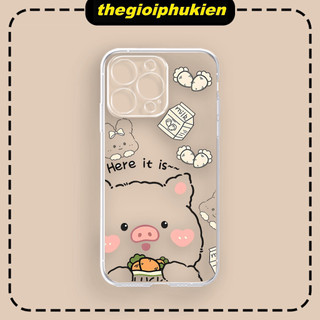 ỐP IPHONE cạnh vuông BVC trong suốt heo hồng cute ip 6 đến 16promax - u2028
