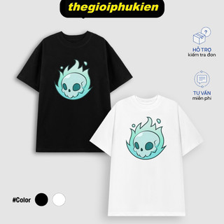 Áo phông nam nữ unisex form vừa Skull fire, áo thun tay ngắn cổ tròn cotton mềm mát - ta/tb2002