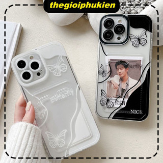 Ốp lưng iphone trong túi đựng thẻ ảnh Butterfly đen trắng 7/7plus/8/8plus/xs/11/12/13/14/15/pro/max/plus/promax - ct2012