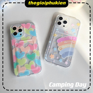 Ốp lưng iphone trong túi đựng thẻ ảnh trái tim cầu vồng 7/7plus/8/8plus/xs/11/12/13/14/15/pro/max/plus/promax - ct2003