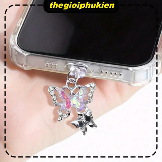 Nắp Bảo Vệ Cổng Sạc Dành Cho iphone / Lỗ Cắm Điện Thoại DIY Bằng PVC Bền Trong Suốt Butterfly Bảo Vệ Chống Bụi