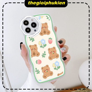 Ốp lưng iphone viền gợn sóng camera hoa Gấu dâu tây 6/6plus/7plus/8plus/x/xs/11/12/13/14/15/pro/max/promax - so2006