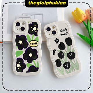Ốp lưng iphone viền gợn sóng Black flower dành cho ip 6/7/8/plus/x/xr/xs/11/12/13/14/15/pro max - sm2006