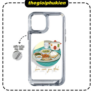 Ốp lưng iphone trong suốt siêu dày cơm gia đình viền vuông nút bấm kim loại dành cho ip 6 đến 16promax - sd2540