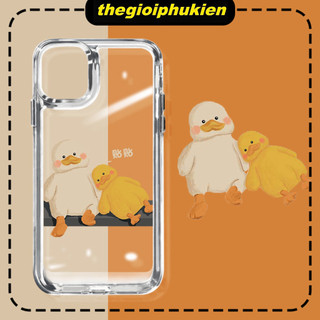 Ốp lưng iphone trong suốt siêu dày cặp đôi chú vịt viền vuông nút bấm kim loại dành cho ip 6 đến 16promax - sd2515