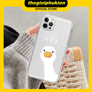 Ốp iphone - Ốp lưng iphone trong suốt cạnh vuông bảo vệ camera vịt trắng dành cho ip 6 đến 16promax - u029