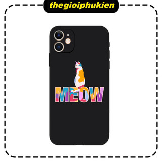Ốp lưng mềm viền vuông mèo meow for iPhone 13 12 11 Pro Max SE 2020 X XR XS ip 8 7 6 - q2205