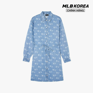 MLB - Đầm sơ mi denim cổ bẻ tay dài Classic Jacquard Monogram_3FDDM0141-50BLL