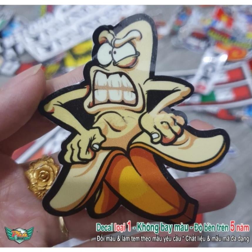 Tem hình dán sticker bựa vui nhộn quả chuối vùng vẫy dán trang trí xe ...