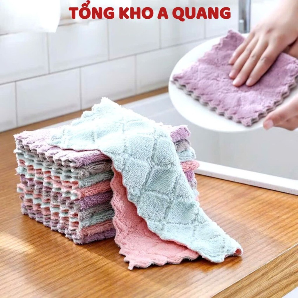 [COMBO 10] KHĂN LAU 2 MẶT, SET 5 Khăn Lau 2 mặt thấm hút nước đa năng - MA: KHALAU23568