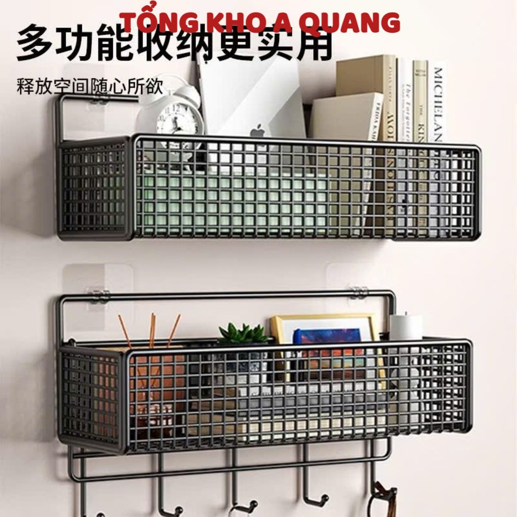 KỆ TREO TƯỜNG NHÀ TẮM, DÁN TƯỜNG Kệ Treo Đồ Đa Năng Hình Chữ Nhật Cao Cấp Không Rỉ Siêu Chắc Kèm miếng dán đôi-MA:KETREO