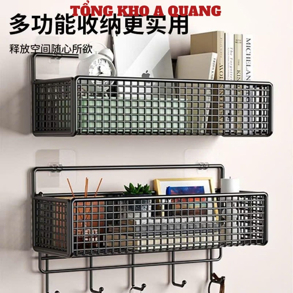 KỆ TREO TƯỜNG NHÀ TẮM, DÁN TƯỜNG Kệ Treo Đồ Đa Năng Hình Chữ Nhật Cao Cấp Không Rỉ Siêu Chắc Kèm miếng dán đôi-MA:KETREO