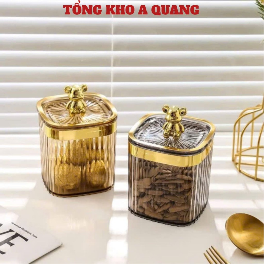 Lọ Đựng Tăm Mini Nắp Gấu Sang Trọng Trang Trí Siêu Sang, HỘP ĐỰNG HÌNH GẤU - MÃ: HOP3409