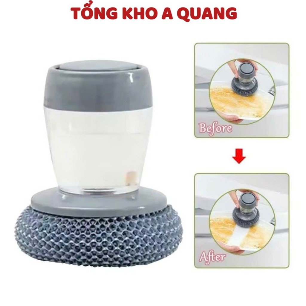 Dụng Cụ Cọ Rửa Chén Bát, Xoong Nồi, Bếp Ăn Có Bình Đựng Xà Phòng, CỌ NỒI CÓ BÌNH CHỨA - MA: CO734