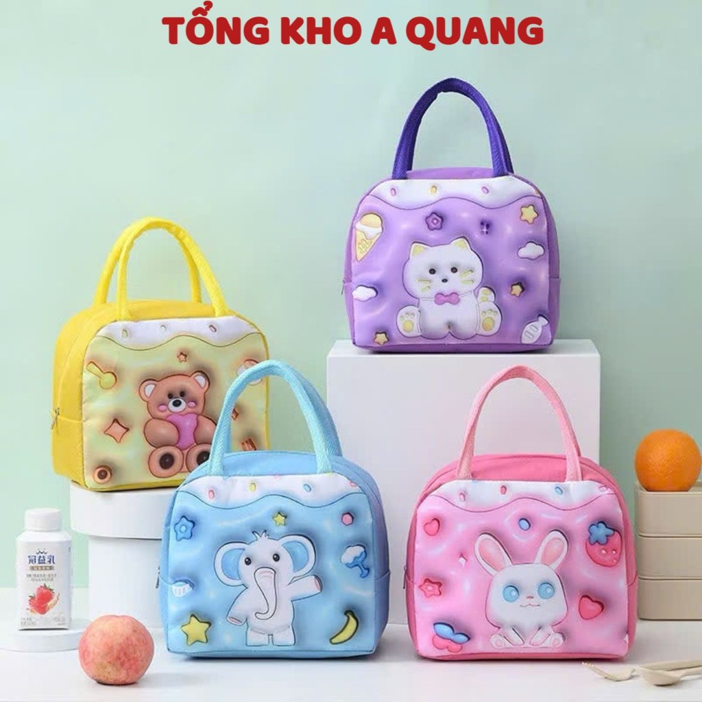 Túi Đựng Cơm Trưa Giữ Nhiệt Họa Tiết Hoạt Hình 3D Bằng Lá Nhôm Chống Thấm Nước, TÚI GIỮ NHIỆT 3D - MÃ: TUI263