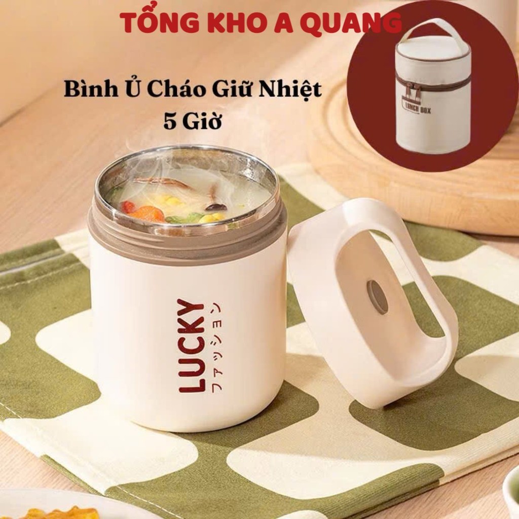 Bình Ủ Cháo Lucky, Đựng Cơm, Canh Giữ Nhiệt Tặng Thìa, Ruột Inox 304, BÌNH Ủ CHÁO - MÃ: BINHUCHAO59