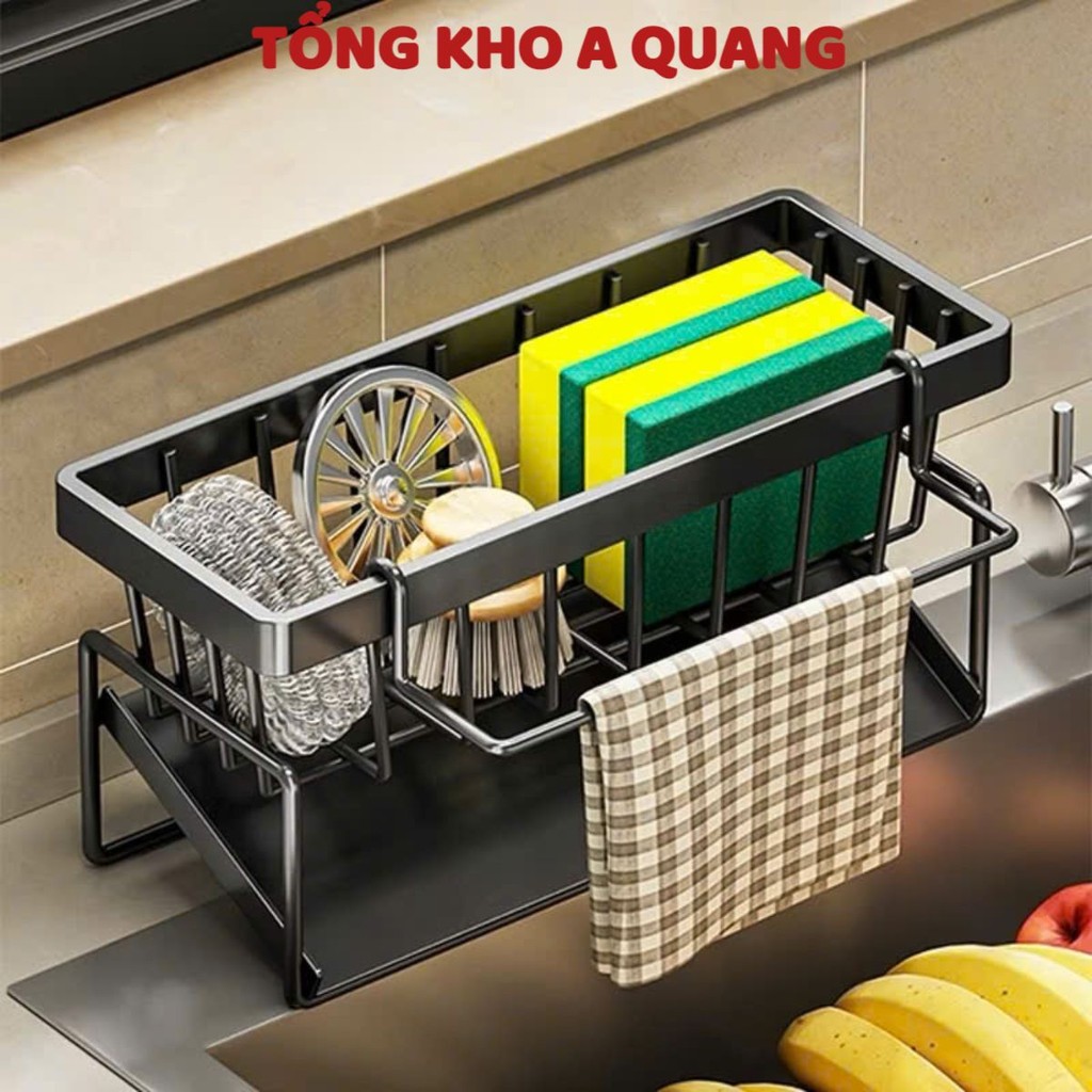 Kệ Đựng Đồ Rửa Chén Bát , Giá Để Giẻ Rửa Chén Trên Bồn Có Khay Hứng Nước Nghiêng - GIÁ ĐỰNG GIẺ RỬA BÁT, GIA ĐỂ ĐỒ