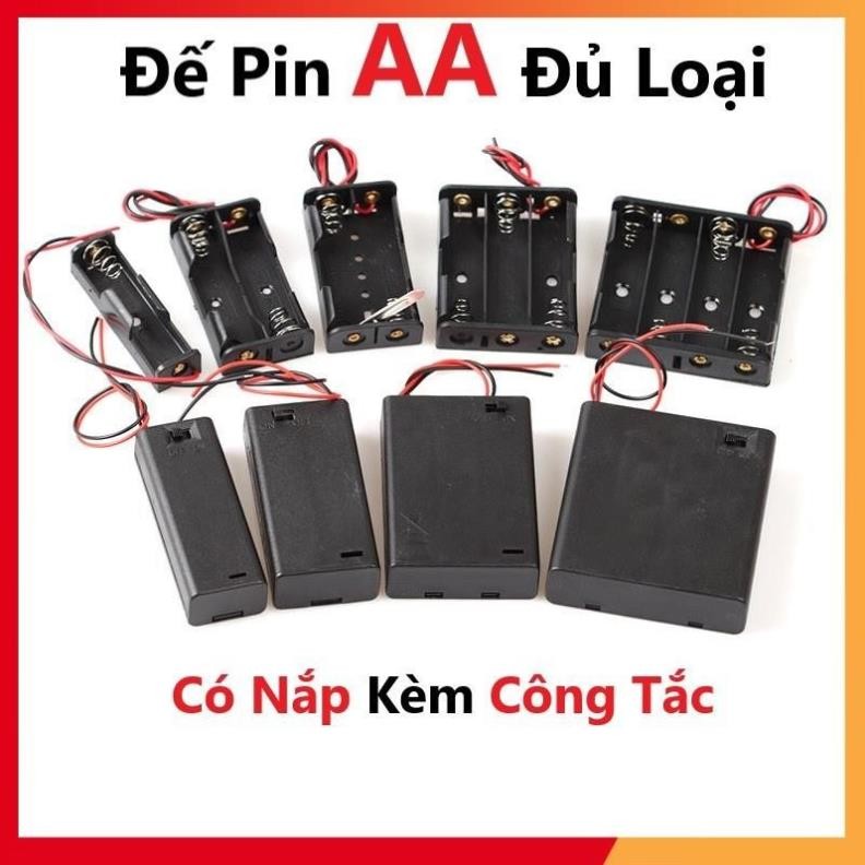 Đế Pin AA Có Nắp Kèm Công Tắc, 1Pin, 2 Pin, 3 Pin, 4 Pin - Đế Pin Con ...