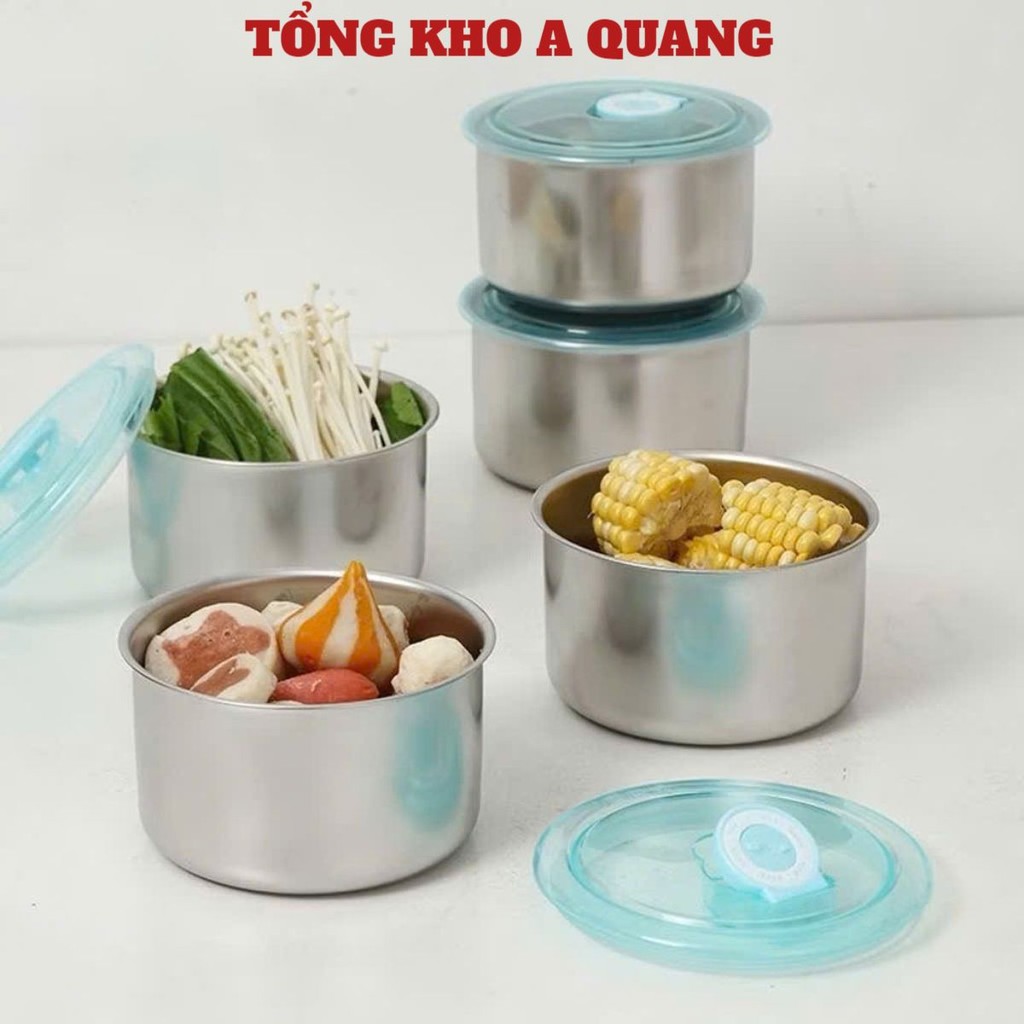 Hộp Đựng Thực Phẩm Tròn Inox 304 Không Gỉ Có Nắp Đậy Bảo Quản Thực Phẩm Tiện Lợi, HỘP ĐỰNG ĐỒ ĂN - HOPBAOQUAN