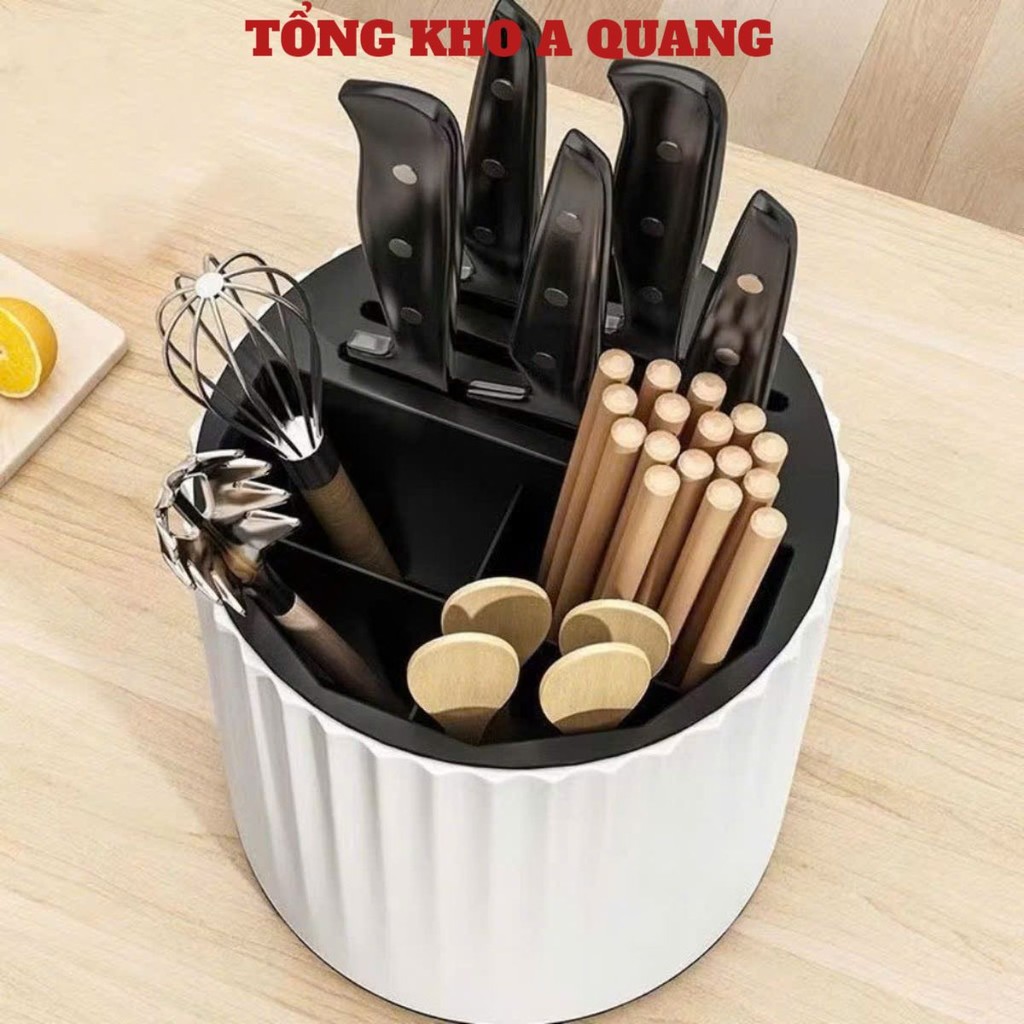 Ống Đũa Cài Dao Xoay 360 Kệ Cắm ũa Thìa Dao Kéo Nhà Bếp Dạng Xoay Tiện Lợi, ỐNG ĐỰNG ĐŨA XOAY: ONGDUA45