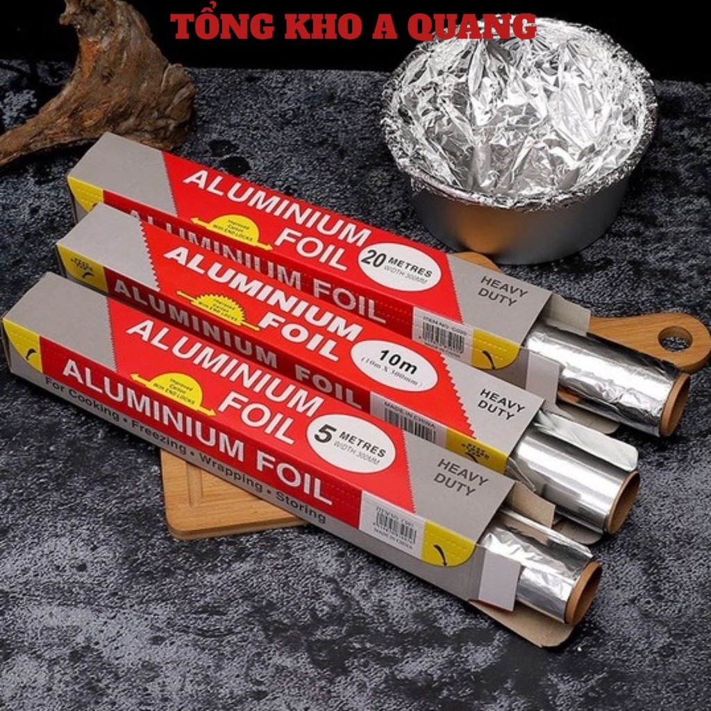 (COMBO 5) Giấy Bạc Nướng Thức Ăn, Màng Nhôm Nướng Thịt, Giấy Bạc Lót Nồi Chiên Không Dầu, Lò Nướng 30cm x 5m