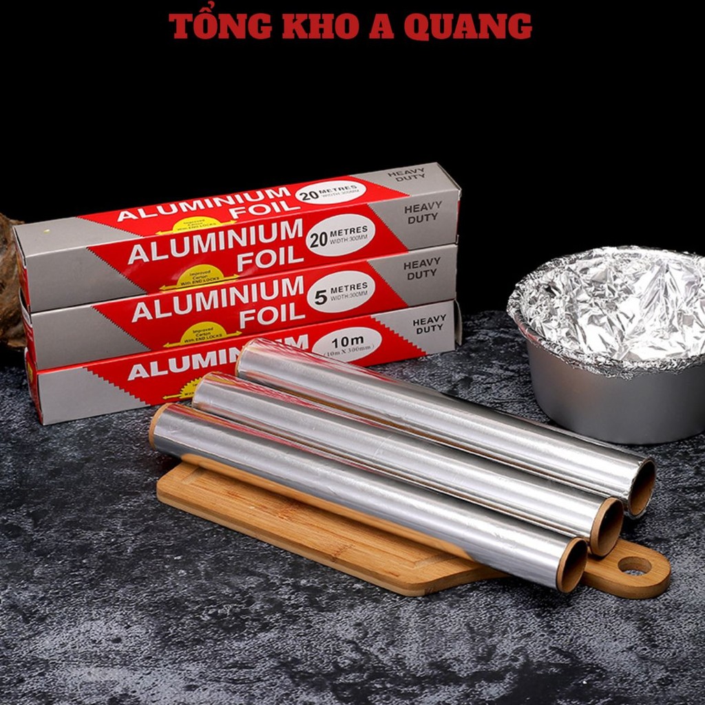 (COMBO 5) Cuộn giấy thiếc nướng dày dùng một lần, Giấy bạclá nhôm gia dụng chịu nhiệt độ cao, giấy thiếc nướng thực phẩm