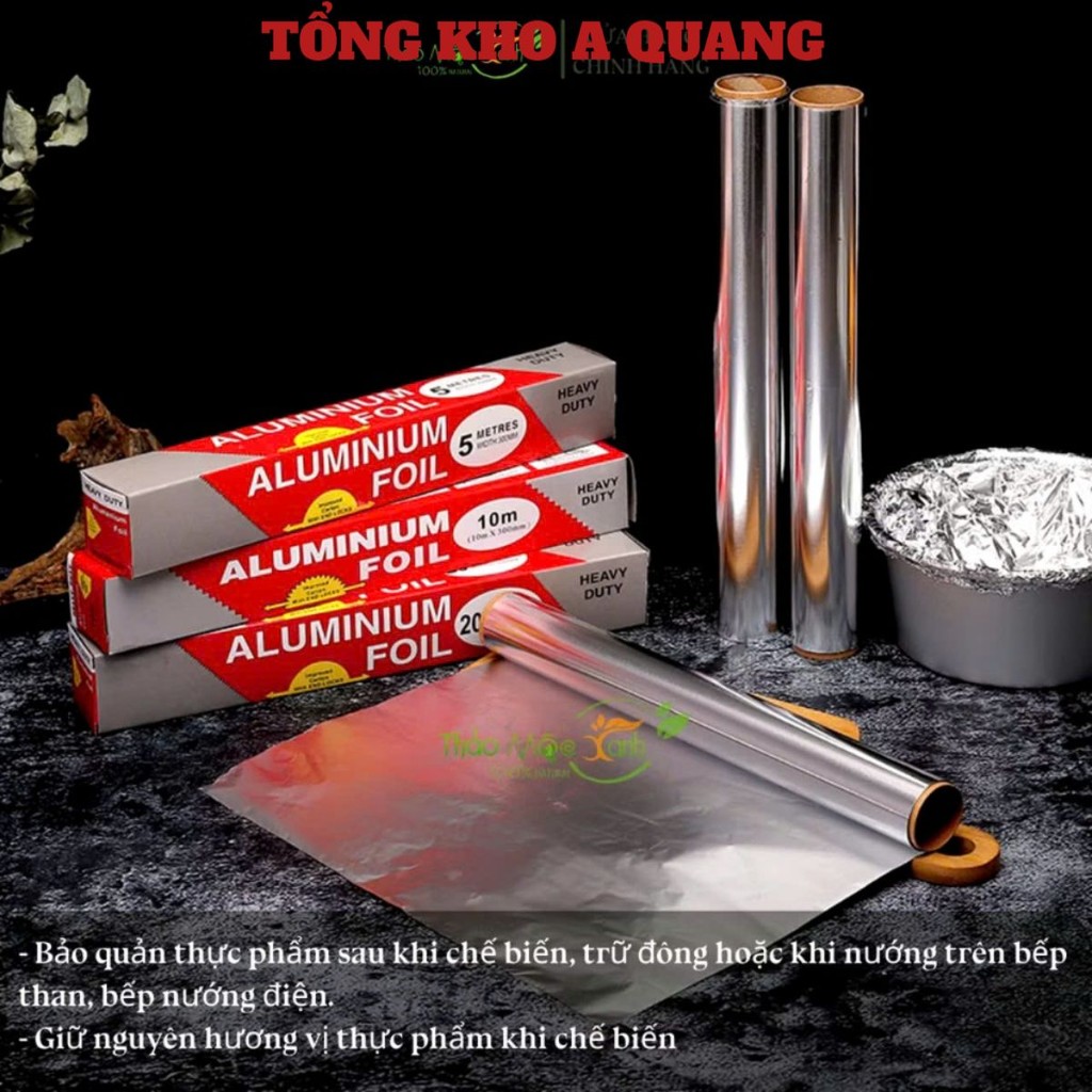 (COMBO 5) CUỘN GIẤY BẠC 5M*30CM, CUỘN GIẤY BẠC NƯỚNG ALU (size 30cm x 5m) - GIẤY BẠC LÓT NỒI CHIÊN KHÔNG DẦU