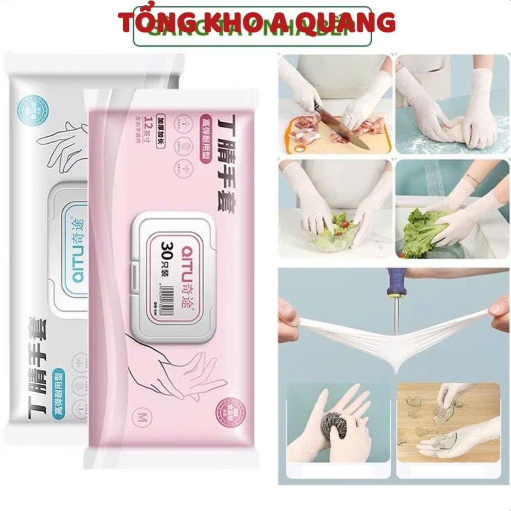 Găng tay cao su, Hộp 30 găng tay làm bếp nấu ăn siêu dai không mùi , TÚI GĂNG TAY NẤU NƯỚNG SIÊU DAI : GANGTAYNAUNUONG78