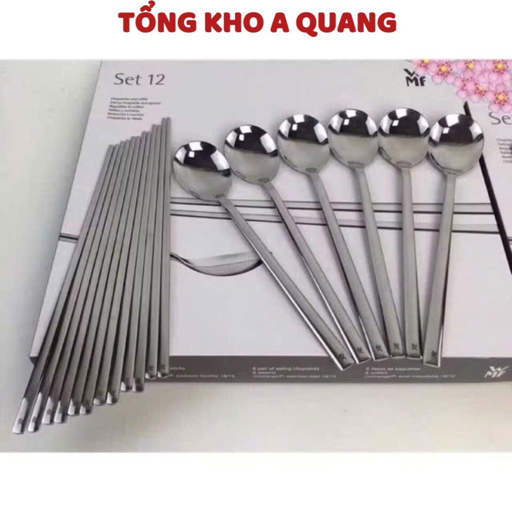 Hộp 12 thìa đũa chất liệu inox 304 không gỉ cao cấp, HỘP THÌA MUỖNG , ĐŨA INOX - MÃ: THIADUAINOX304