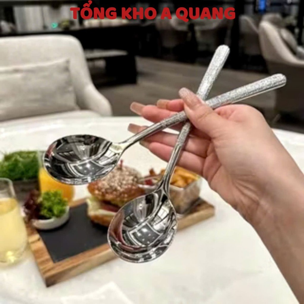 (COMBO 10) THÌA INOX DÙNG HẰNG NGÀY - Muỗng cán dài bản to, tay cầm nhám chắc chắn, bền đẹp