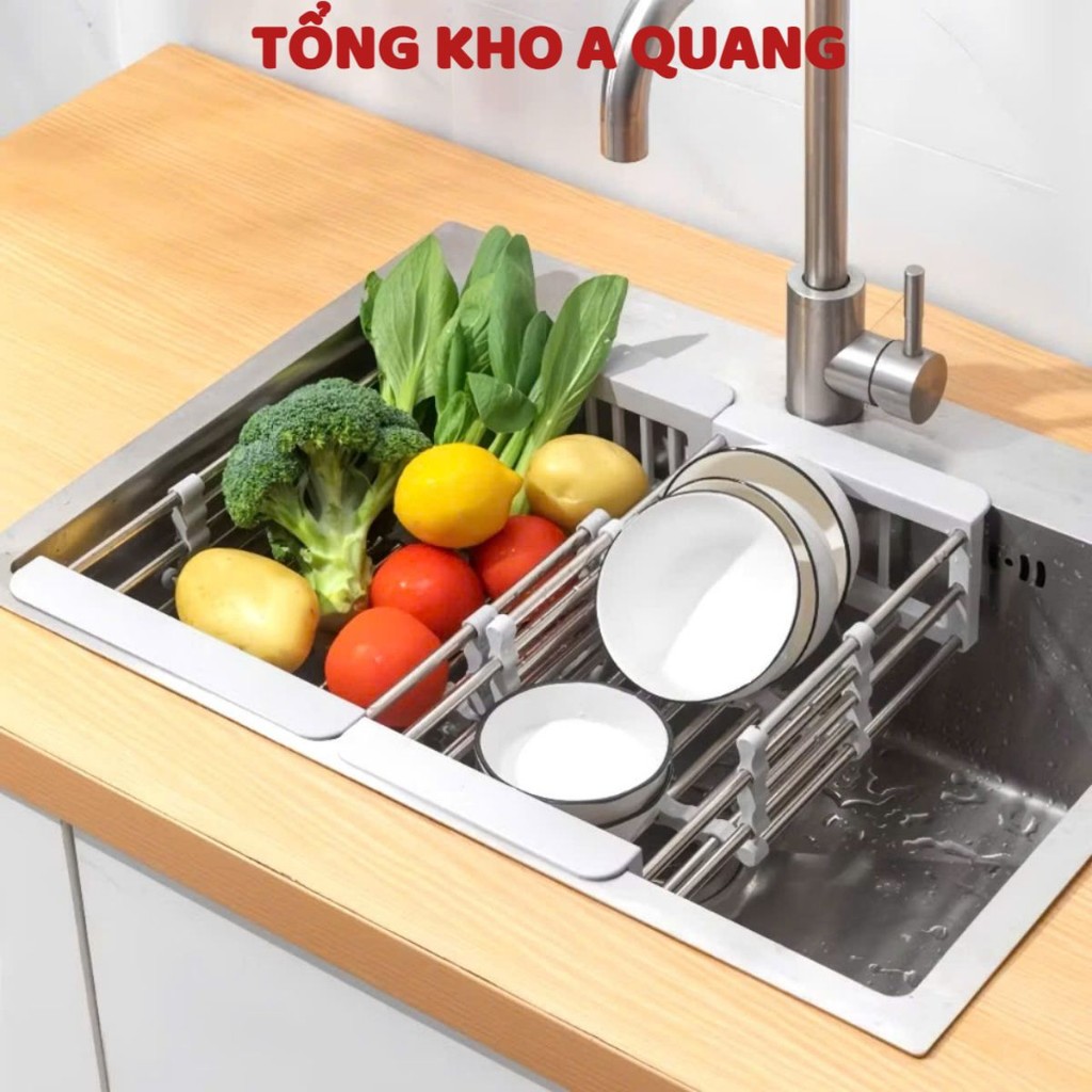 KỆ INOX GÁC BỒN RỬA CHÉN - Kệ Inox Gác Bồn Rửa Chén Bát Đa Năng Chất Liệu Inox 304 Không Gỉ Có Thể Điều Chỉnh Kích Thước